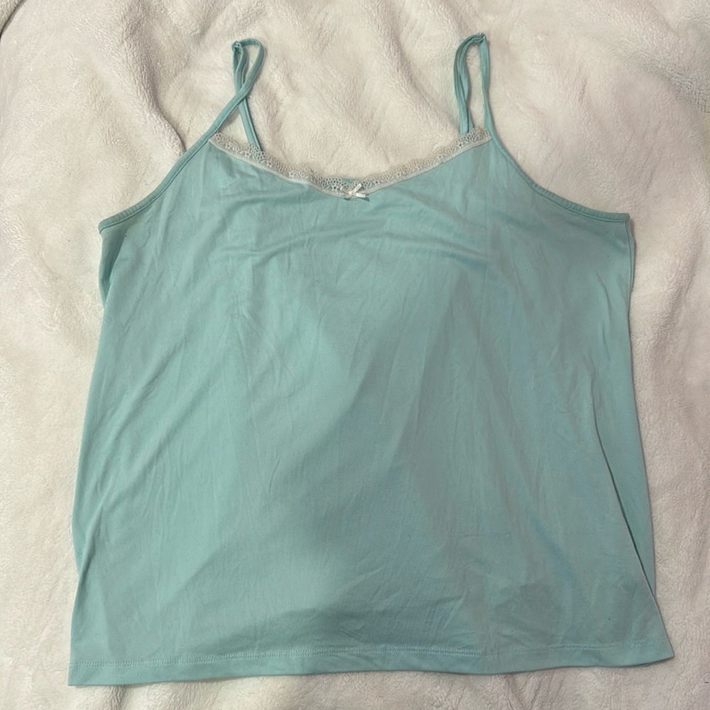 Light Blue Camisole with Lace Rim